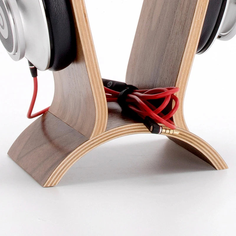 Desktop Headphone Stand Bracket Walnut Wood Computer Headset Headphone Rack Display Stand Gaming Headphone Hanger Holder