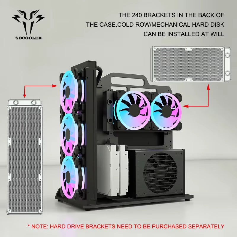 Diy Gaming Computer EATX Computer Case Pc Case Open Frame Gaming Computer Case for ATX M-ATX Case Aviation Aluminum