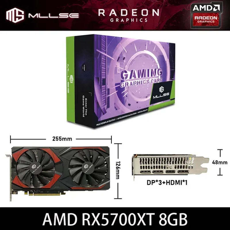 AMD RX 5700 XT 8GB Graphics Card GDDR6 256Bit PCI-E 4.0×16 6+8Pin Radeon GPU Rx 5700XT Gaming Video Card Placa De Video