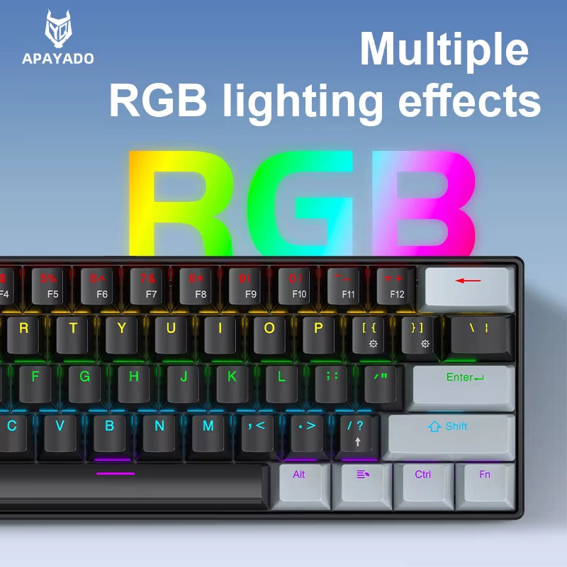K61 Wired Portable Mechanical Keyboard, Phantom RGB Colorful, Gaming-Grade Response, Ergonomic Design, Gaming Office Usable