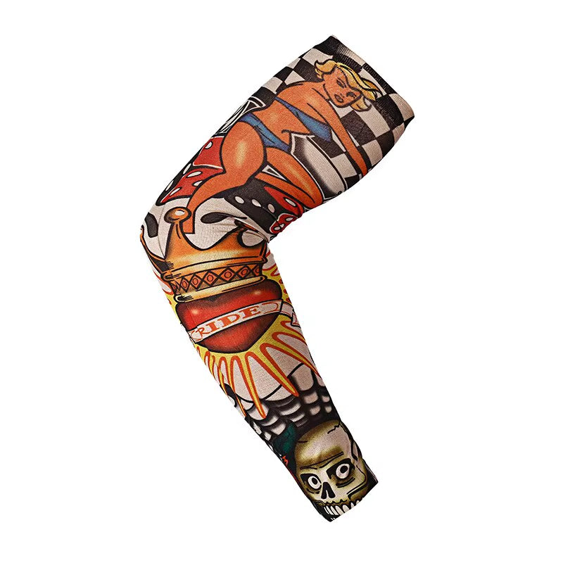 Tattood Sleeve with Floral Arm Tattoo Seamless Outdoor Cycling Tattoo and Sun Protection Sleeve 1Pc Tattoo Sleeve Sleeve Sunscre