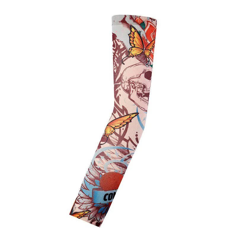 Tattood Sleeve with Floral Arm Tattoo Seamless Outdoor Cycling Tattoo and Sun Protection Sleeve 1Pc Tattoo Sleeve Sleeve Sunscre