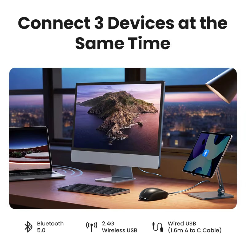 Gaming Mouse 5000DPI Wireless Mouse Bluetooth 5.0 2.4G Wired Rechargeable Gamer Mice 6 Buttons for Macbook Tablet Laptops