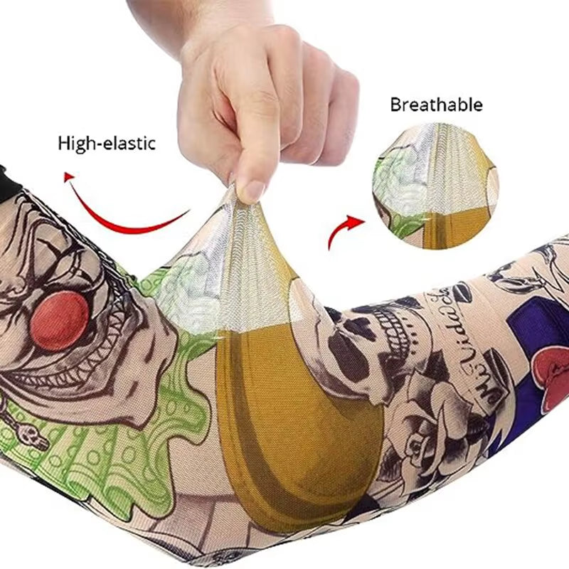 Tattood Sleeve with Floral Arm Tattoo Seamless Outdoor Cycling Tattoo and Sun Protection Sleeve 1Pc Tattoo Sleeve Sleeve Sunscre