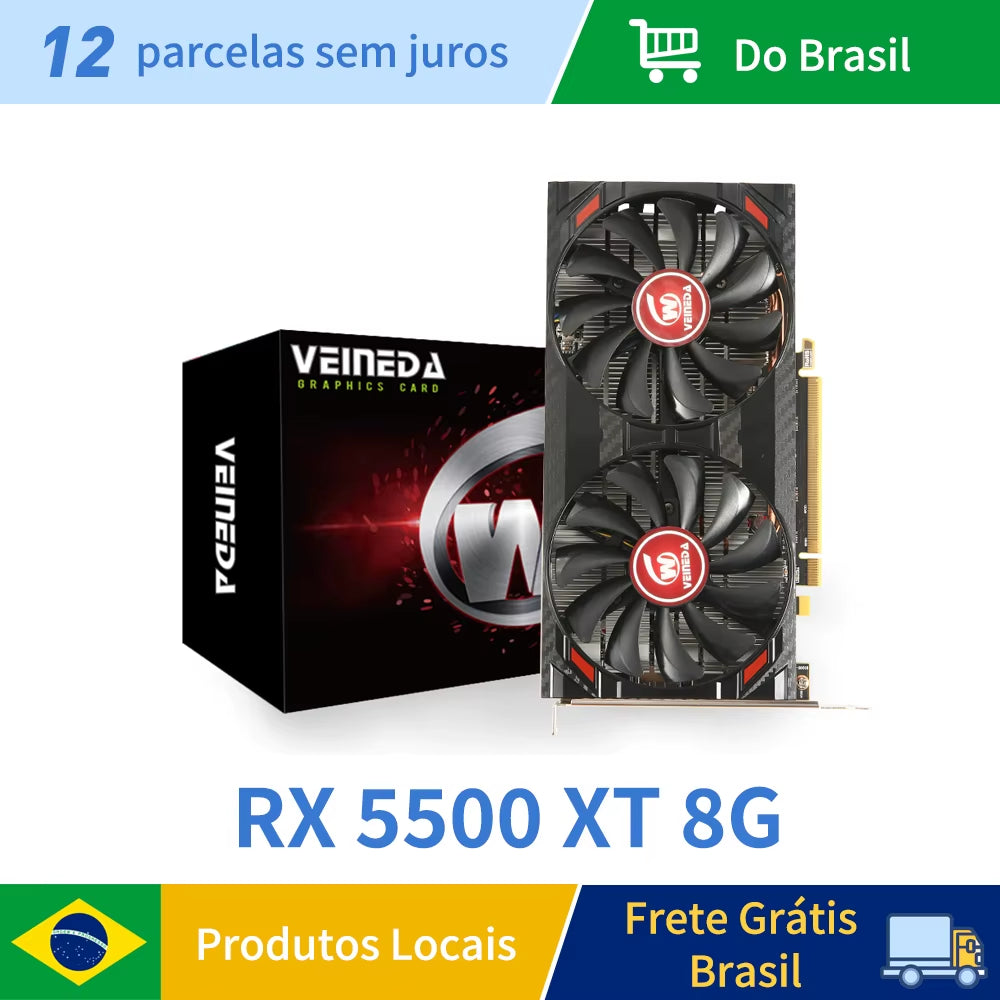 Graphics Card RX5500XT 8G Gaming Graphics Card 8GB 128Bit GDDR6 PCI-E 4.0×8 GPU Radeon Rx5500Xt 8Gb Game Video Card