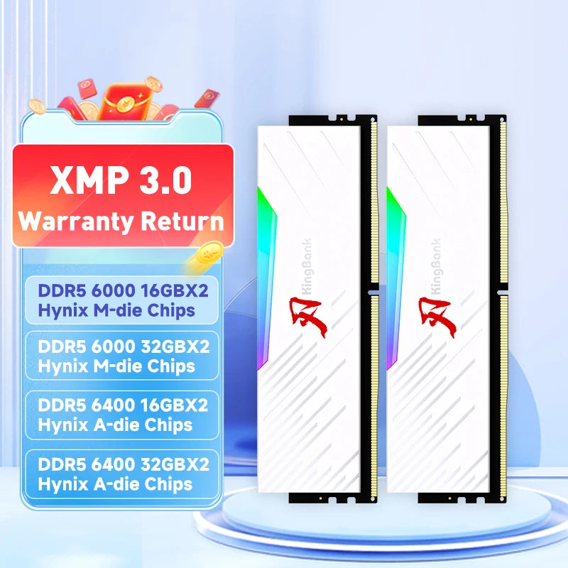 Brand Series DDR5 RGB RAM Memory DDR5 RAM PC 16GB 32GB 64GB 6000Mhz 6400 Mhz RAM for Desktop White Hynix Chip