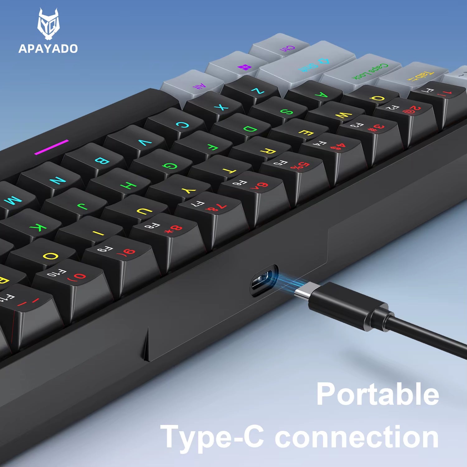 K61 Wired Portable Mechanical Keyboard, Phantom RGB Colorful, Gaming-Grade Response, Ergonomic Design, Gaming Office Usable