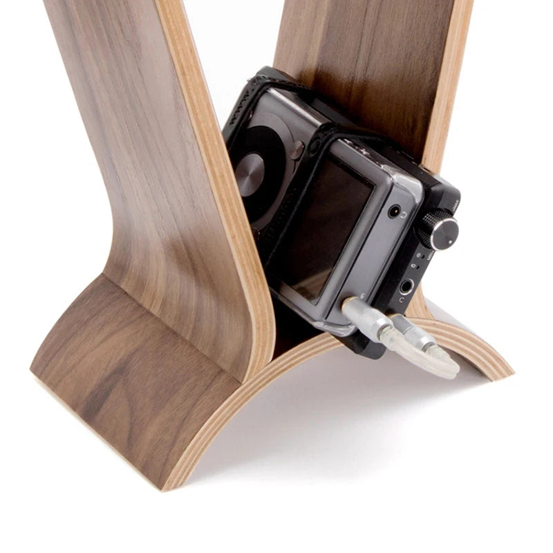 Desktop Headphone Stand Bracket Walnut Wood Computer Headset Headphone Rack Display Stand Gaming Headphone Hanger Holder