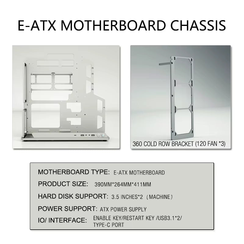 Diy Gaming Computer EATX Computer Case Pc Case Open Frame Gaming Computer Case for ATX M-ATX Case Aviation Aluminum