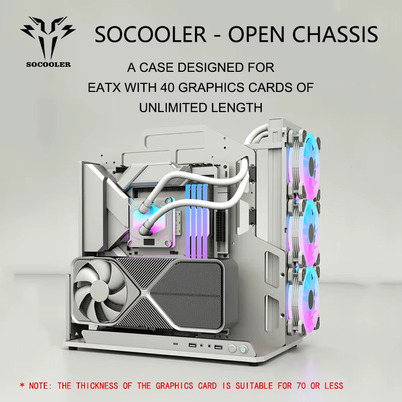 Diy Gaming Computer EATX Computer Case Pc Case Open Frame Gaming Computer Case for ATX M-ATX Case Aviation Aluminum