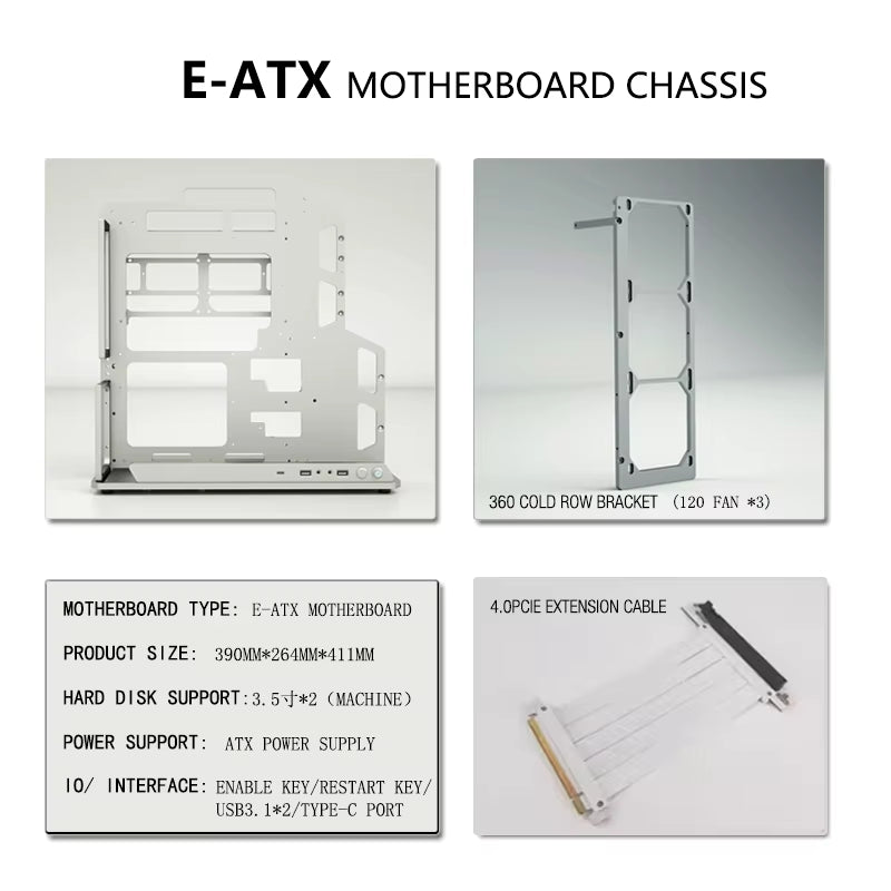 Diy Gaming Computer EATX Computer Case Pc Case Open Frame Gaming Computer Case for ATX M-ATX Case Aviation Aluminum