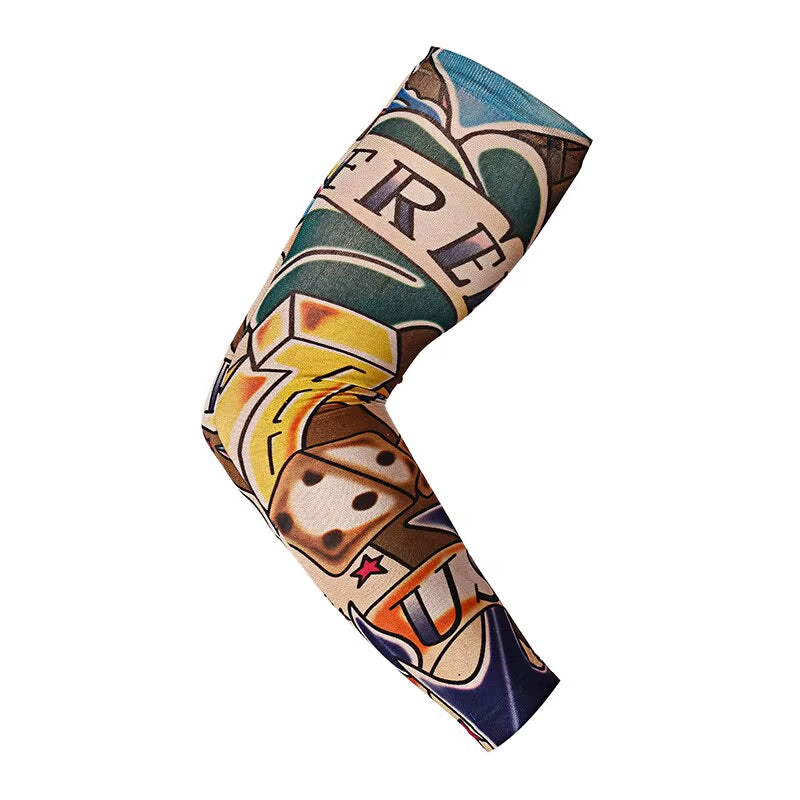 Tattood Sleeve with Floral Arm Tattoo Seamless Outdoor Cycling Tattoo and Sun Protection Sleeve 1Pc Tattoo Sleeve Sleeve Sunscre