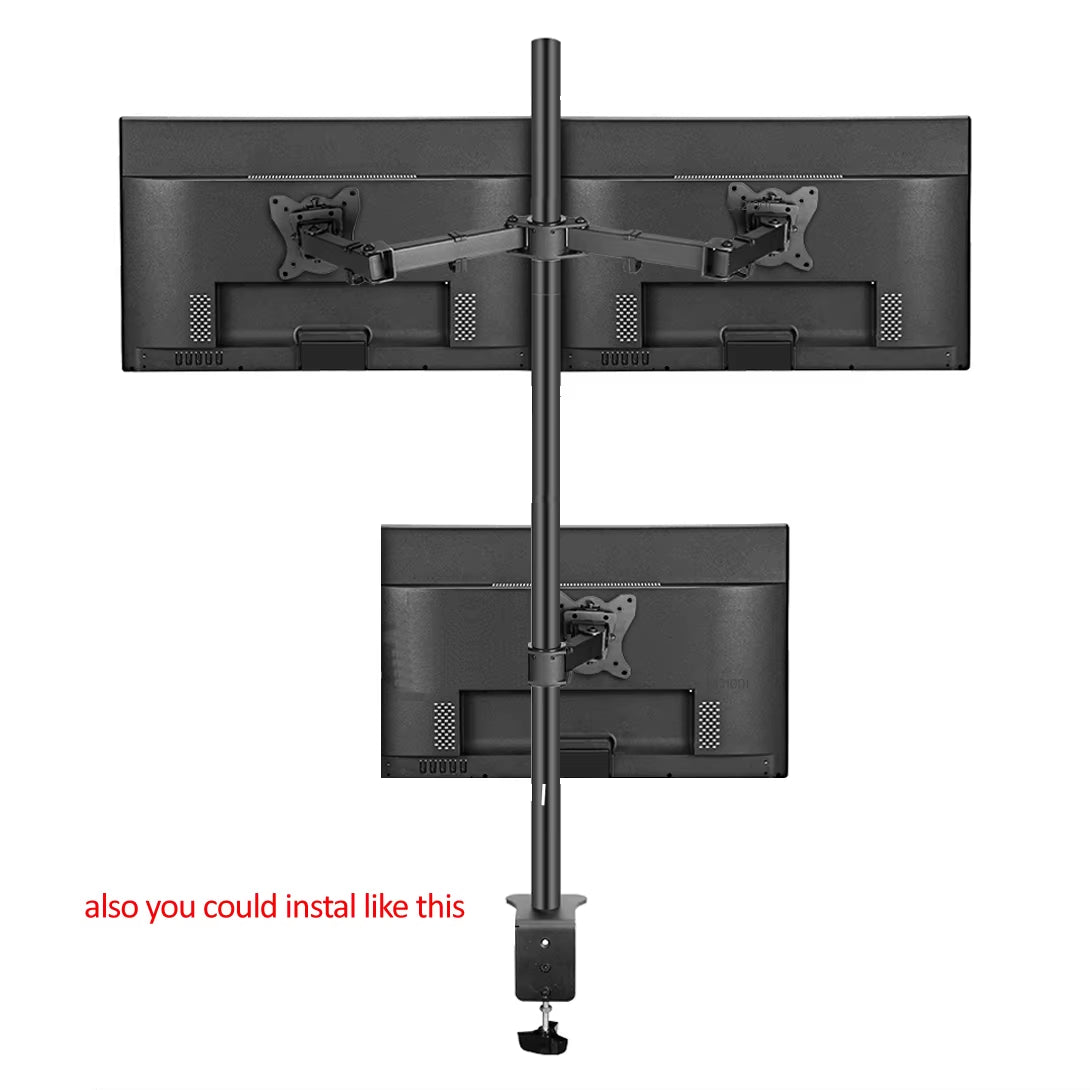 T902-K3 Desktop Clamping Full Motion 360 Degree Dual Monitor Holder 10"-27"Clamp Base Monitor Mount Arm Loading 10Kgs PC Stand